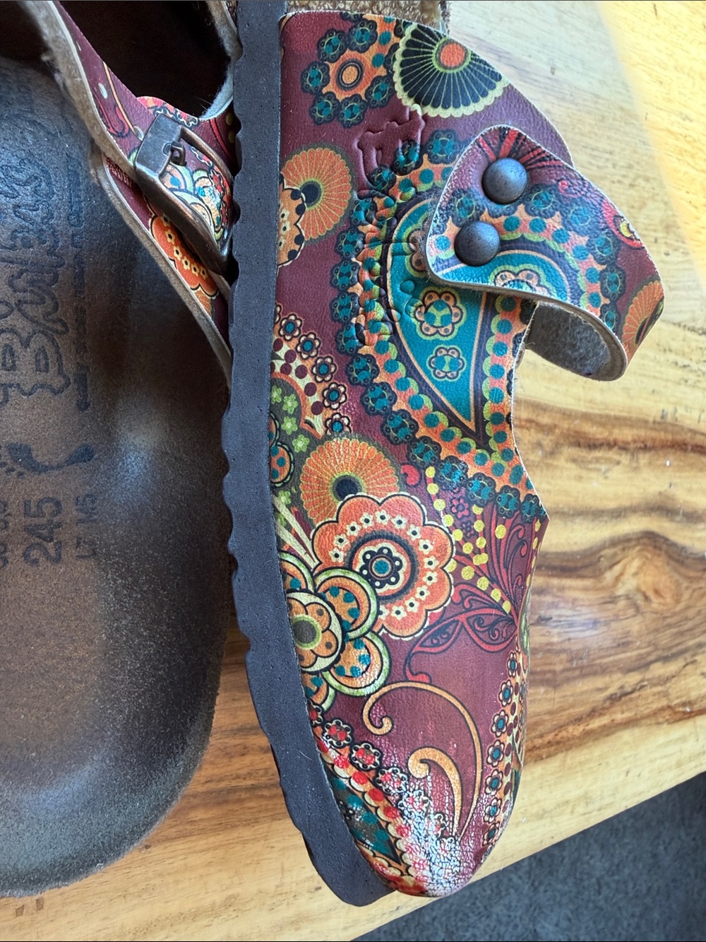 Birkenstock Burgundy Paisley Mary Jane Clogs - Picture 6 of 10